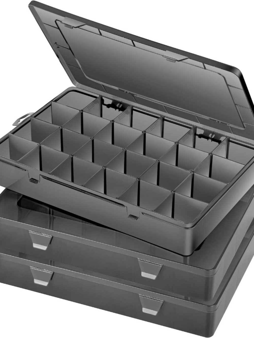 Large 24 Grids Plastic Organizer Box Adjustable Dividers,Clear Storage Box for J